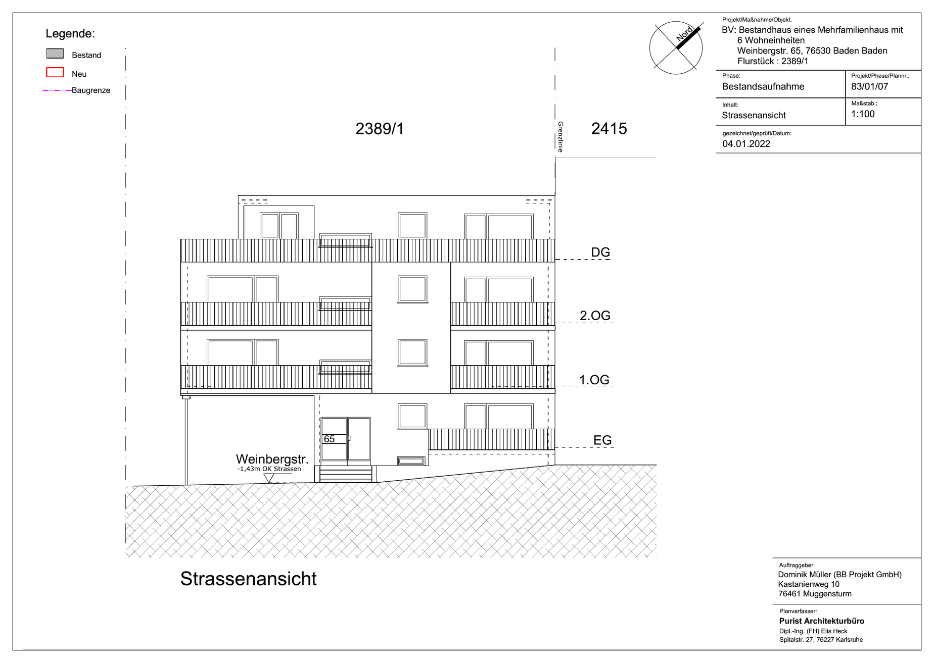 Straßenansicht des Gebäudes, Architektenzeichnung